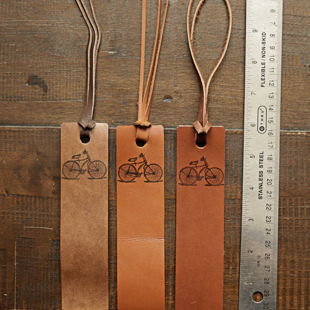 Leather Bookmark - Bicycle