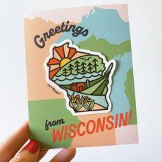 Bottlebrush Graphics Greetings from Wisconsin (Card + Vinyl Sticker!)