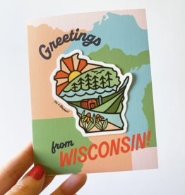 Bottlebrush Graphics Greetings from Wisconsin (Card + Vinyl Sticker!)