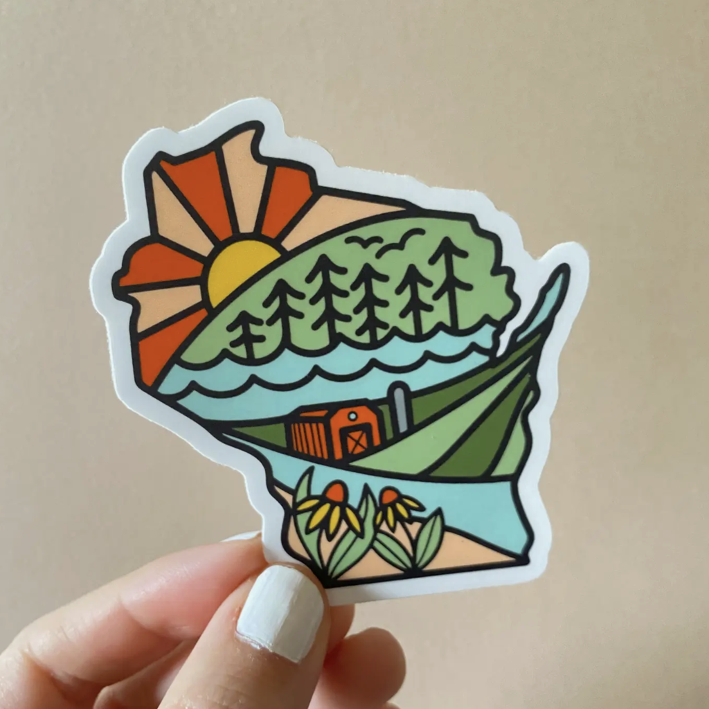 Bottlebrush Graphics Greetings from Wisconsin (Card + Vinyl Sticker!)