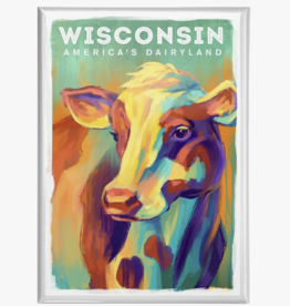 Lantern Press Magnet - Wisconsin, America's Dairyland Cow Vivid