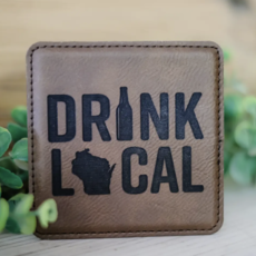 Wisconsin Leather Coasters- Set of 6