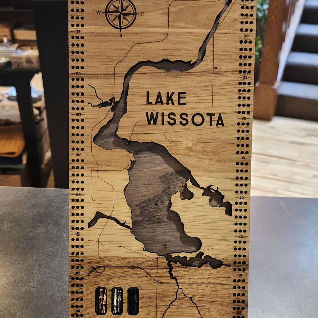 The Oaklair Woodcraft Lake Wissota Cribbage Board