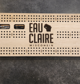 The Oaklair Woodcraft Eau Claire State Silhouette Cribbage Board