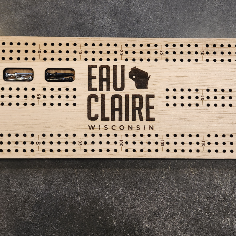 Eau Claire State Silhouette Cribbage Board