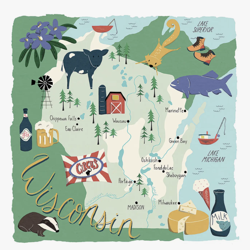 CounterArt and Highland Home (Faire) Wisconsin Home Absorbent Stone Coaster 4pk