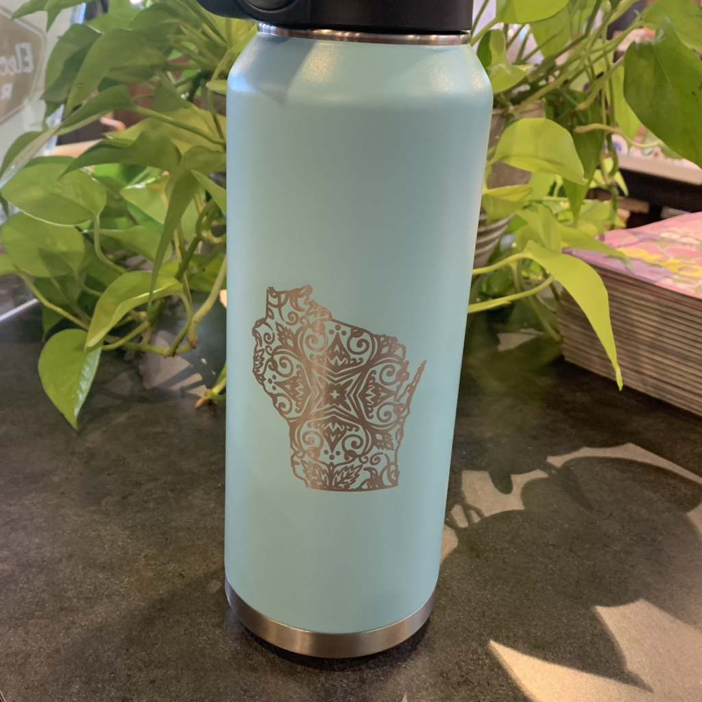 Teal Decorative Wisconsin Water Bottle (32 oz.)