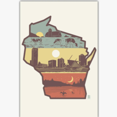 Bozz Prints Layers of Wisconsin Postcard