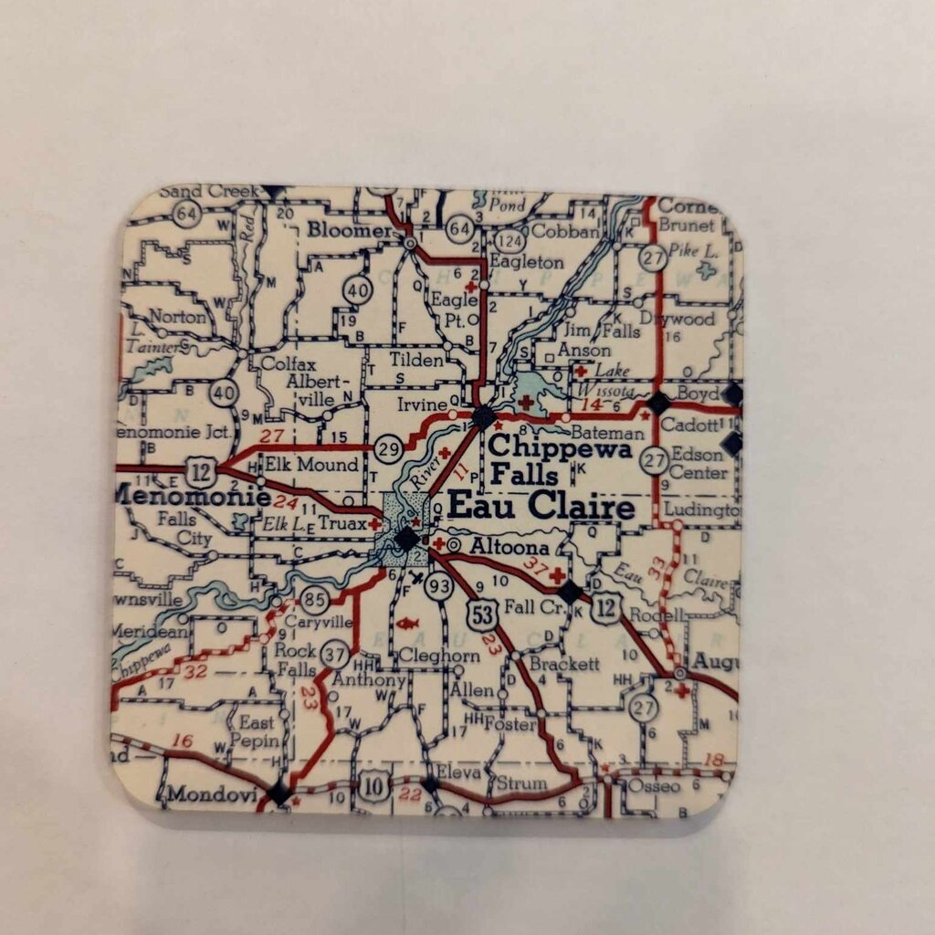 Eau Claire Map Coaster Set of 4