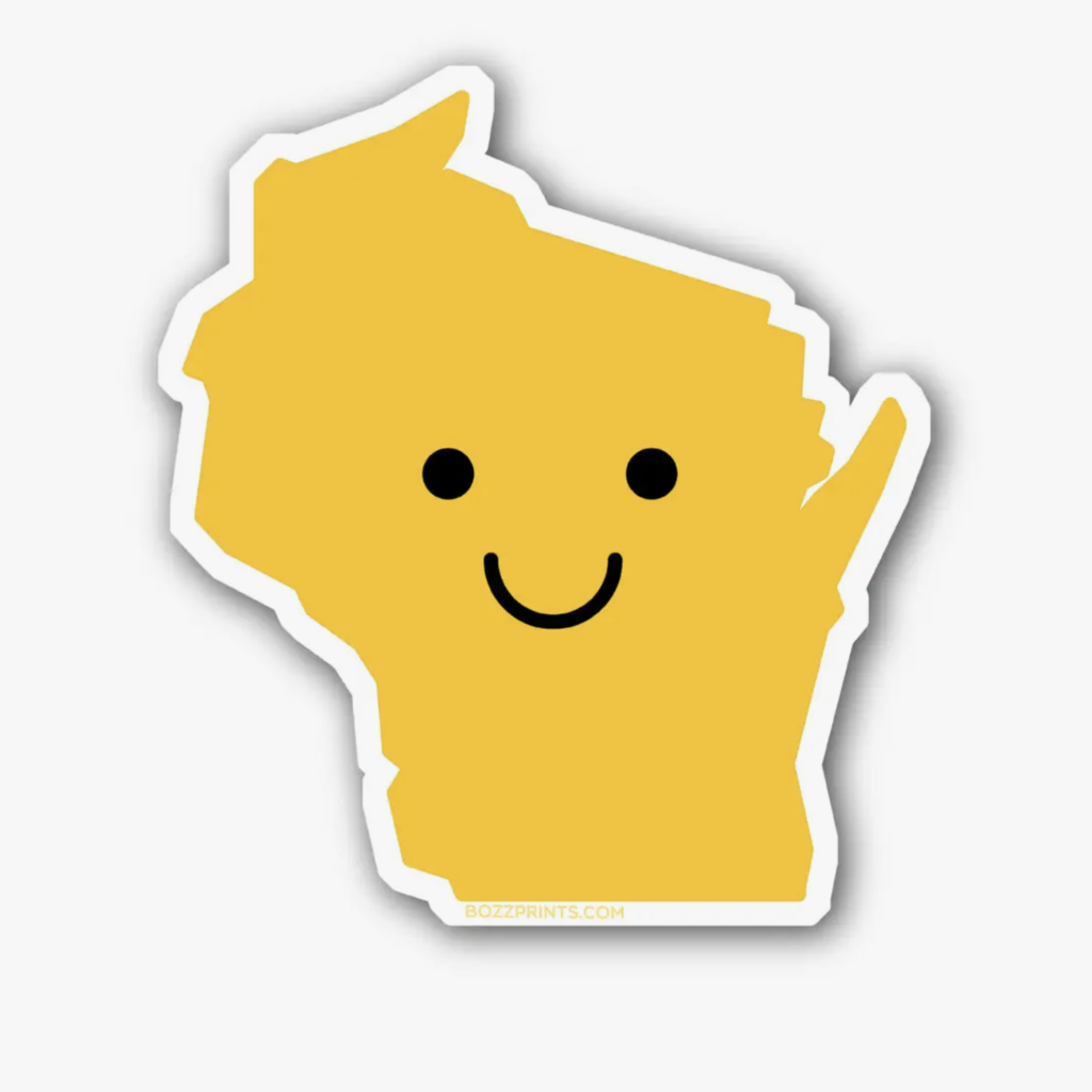 Bozz Prints Smiley Face Wisconsin Sticker