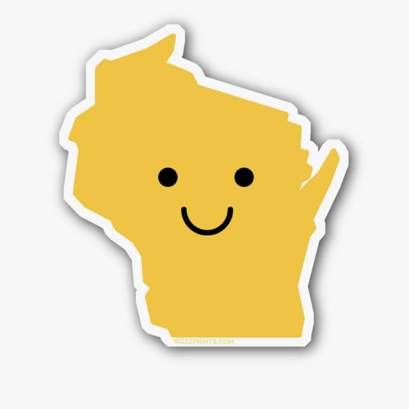 Bozz Prints Smiley Face Wisconsin Sticker