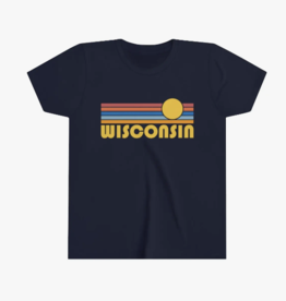 Retro Sun Wisconsin Kid's T-Shirt Navy