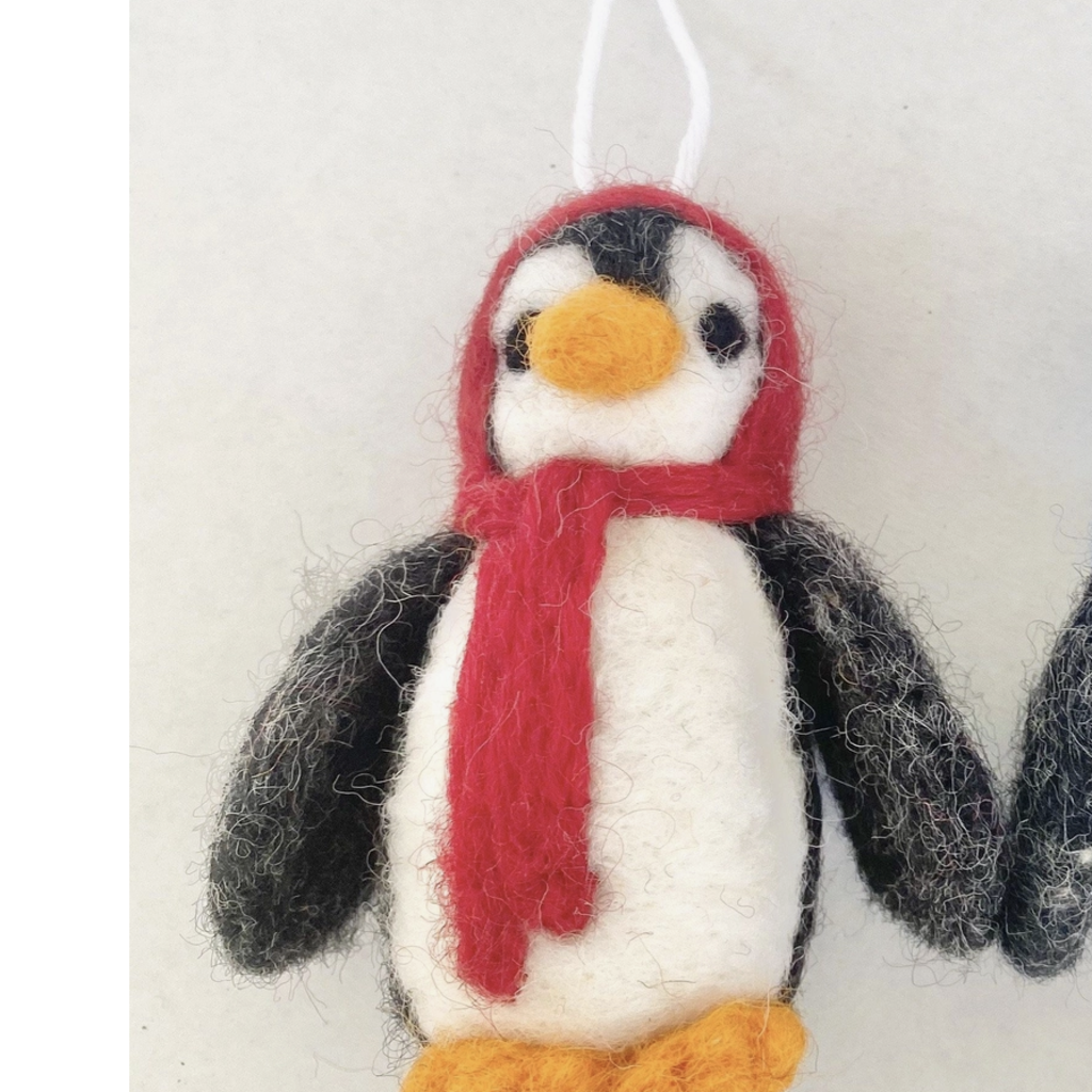 Wool Jamboree Red Penguin Felt Ornament