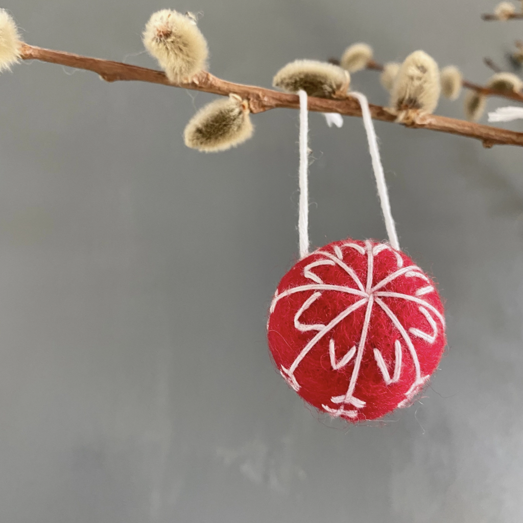 Wool Jamboree Red Snowflake Felt Ornament