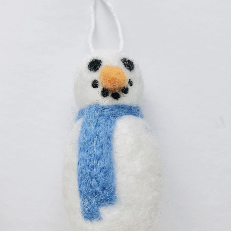 Wool Jamboree Blue Snowman Felt Ornament