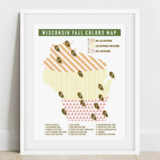 Bottlebrush Graphics Wisconsin Fall Color Map 8x10" Art Print
