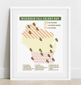 Bottlebrush Graphics Wisconsin Fall Color Map 8x10" Art Print