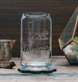 Wisconsin Farm Beer Can Glass