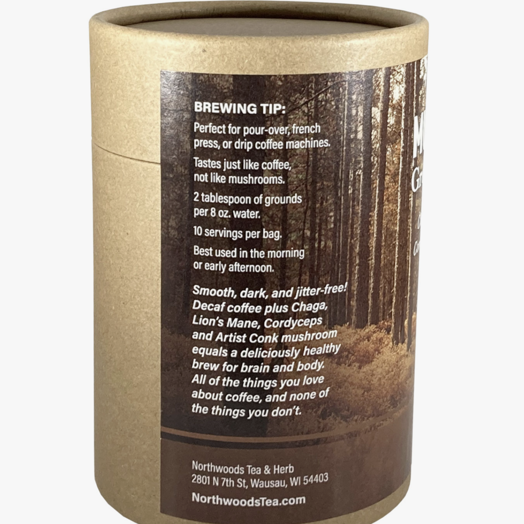 Northwoods Tea & Herb Mushroom Ground Coffee - Decaf