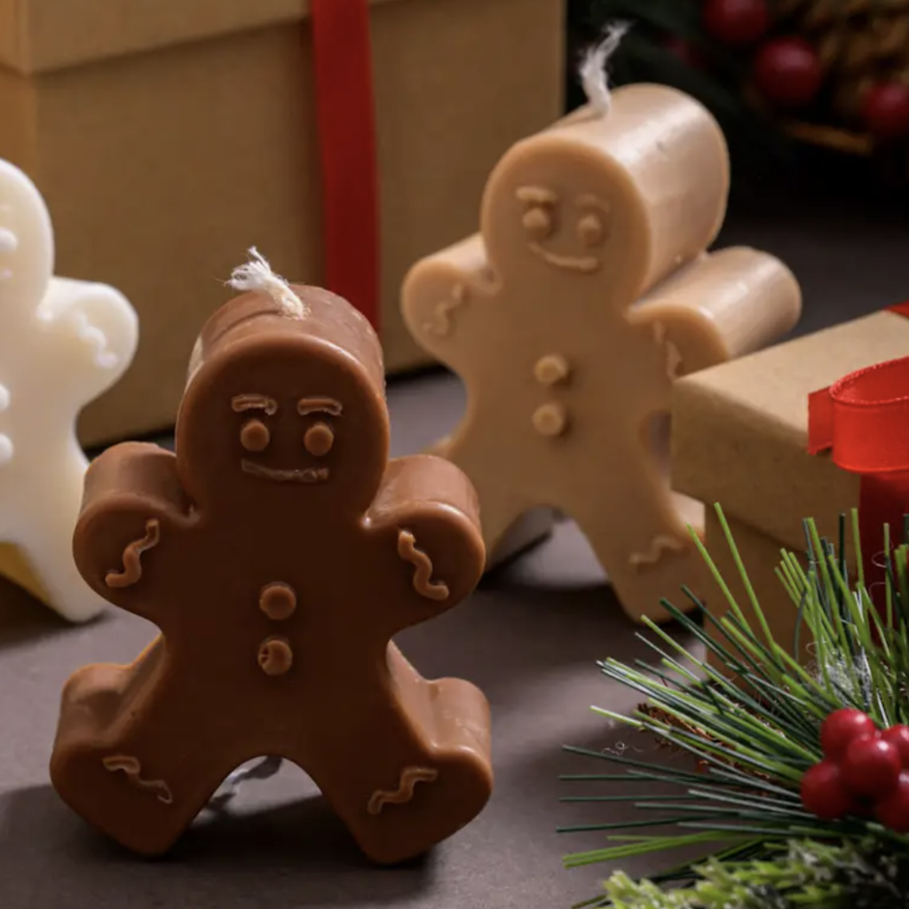 Holiday Gingerbread Person Candles