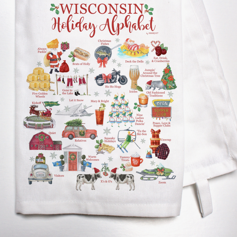 dishique Bar Towel- Wisconsin Holiday Alphabet