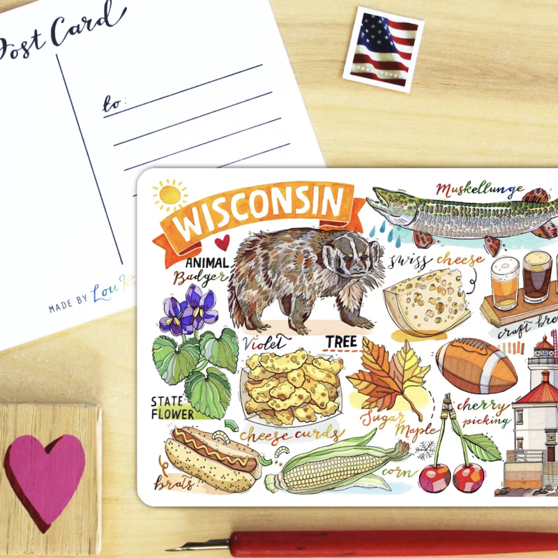 Lou Paper Wisconsin Postcard