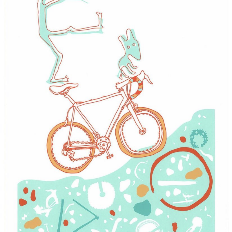 Marni Kaldjian "Uphill (but fun)” Bike Print (18x24)
