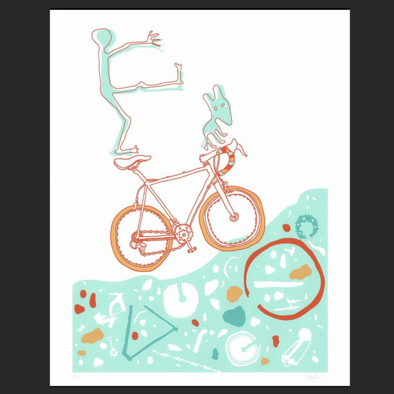 "Uphill (but fun)” Bike Print (18x24)