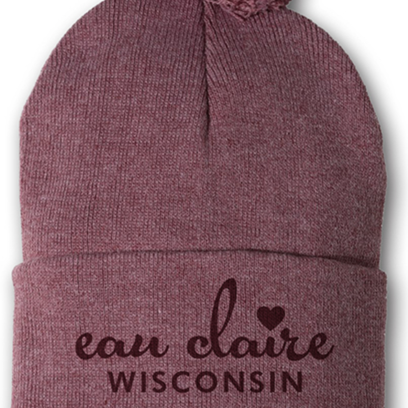 First & Foremost Eau Claire Maroon Pom Hat