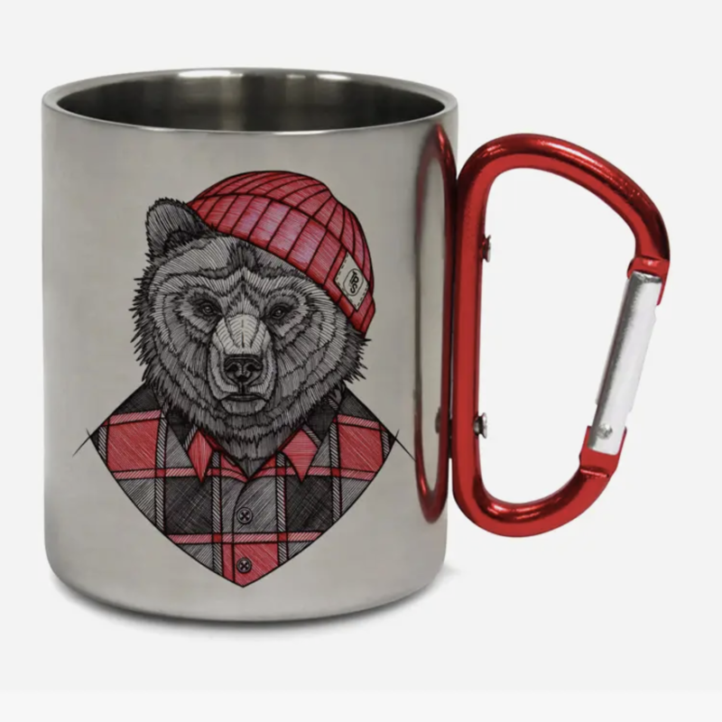 Tiny Print Shop Beanie Bear Carabiner Steel Camping Mug