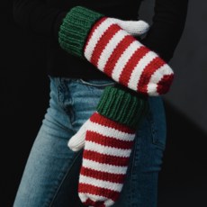 Panache (Faire) Red, White & Green Striped Mittens