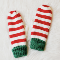 Panache (Faire) Red, White & Green Striped Mittens