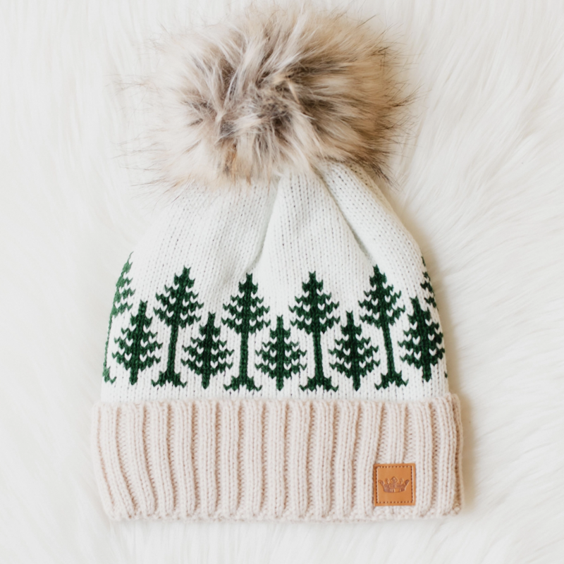 Green & Cheddar Knit Hat w/ Pom