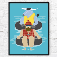Cindy Lindgren Paul Bunyan Tubing Print (11x14)