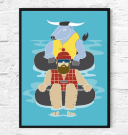 Cindy Lindgren Paul Bunyan Tubing Print (11x14)