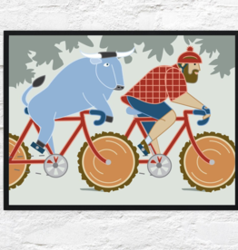 Cindy Lindgren Paul Bunyan and Babe the Blue Ox Bike Poster (18x24)