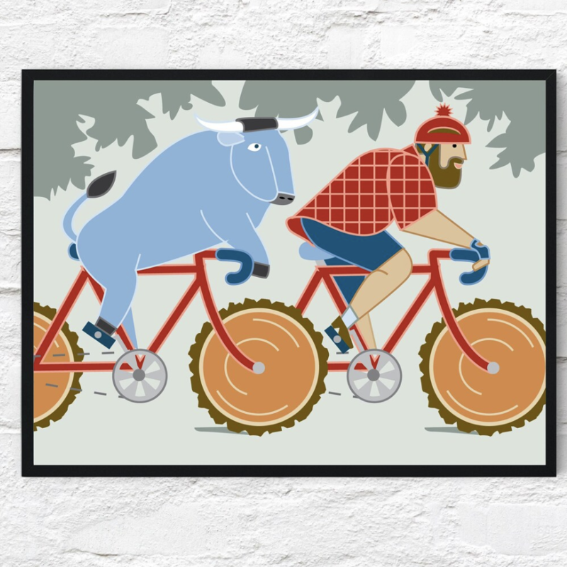 Paul Bunyan and Babe the Blue Ox Bike Poster (18x24)