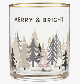 Volume One Gold Rimmed Rocks Glass - Merry & Bright