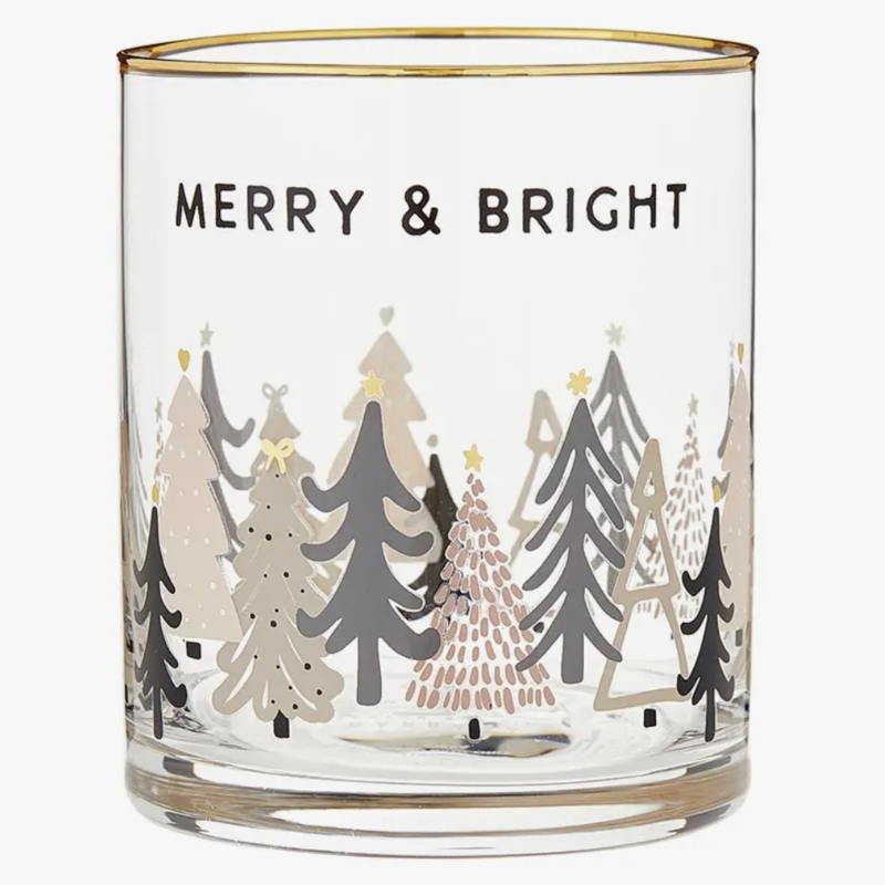 Volume One Gold Rimmed Rocks Glass - Merry & Bright