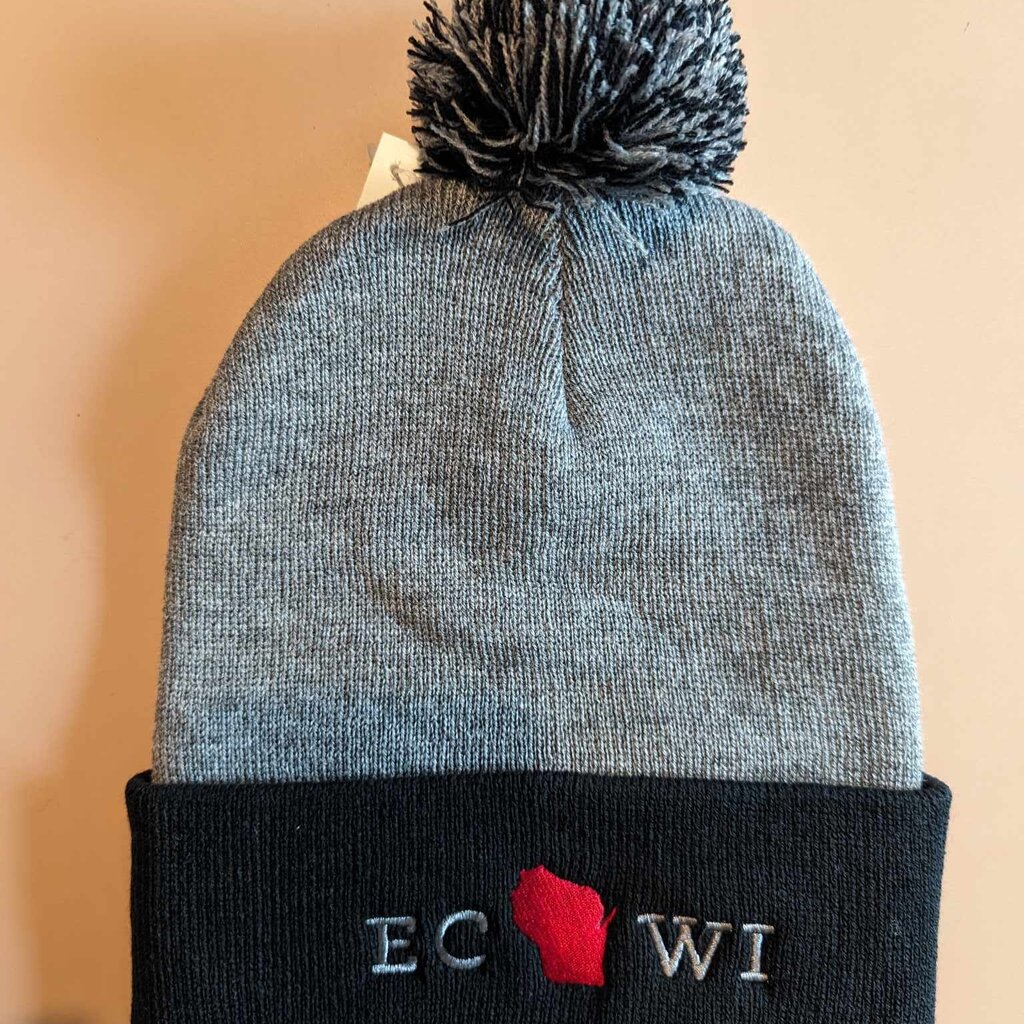 First & Foremost ECWI Knit Black Beanie w. Pom