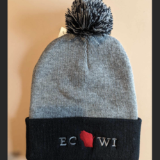 ECWI Knit Black Beanie w. Pom