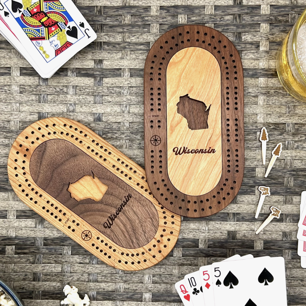 Cast & Carve Wisconsin Mini Travel Cribbage Board Set