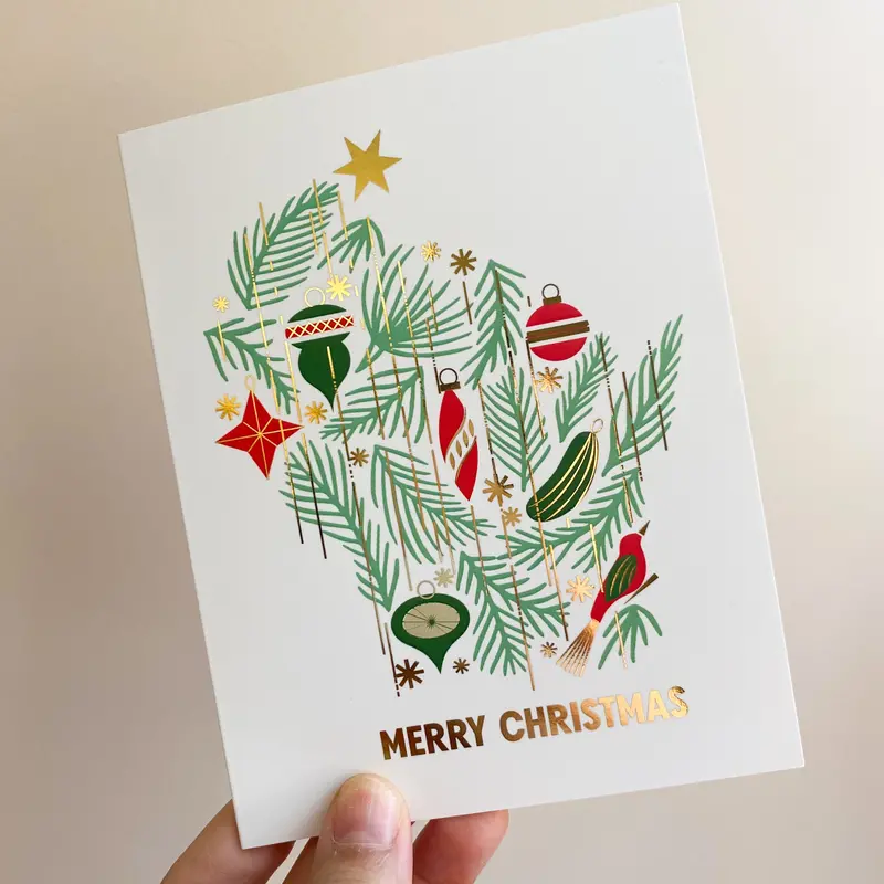 Bottlebrush Graphics Wisconsin Merry Christmas Card