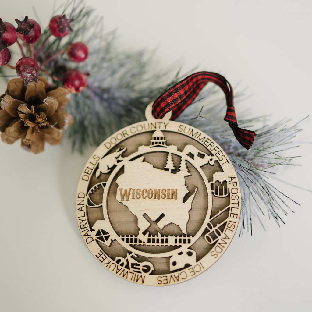 Wisconsin Highlights Christmas Holiday Ornament