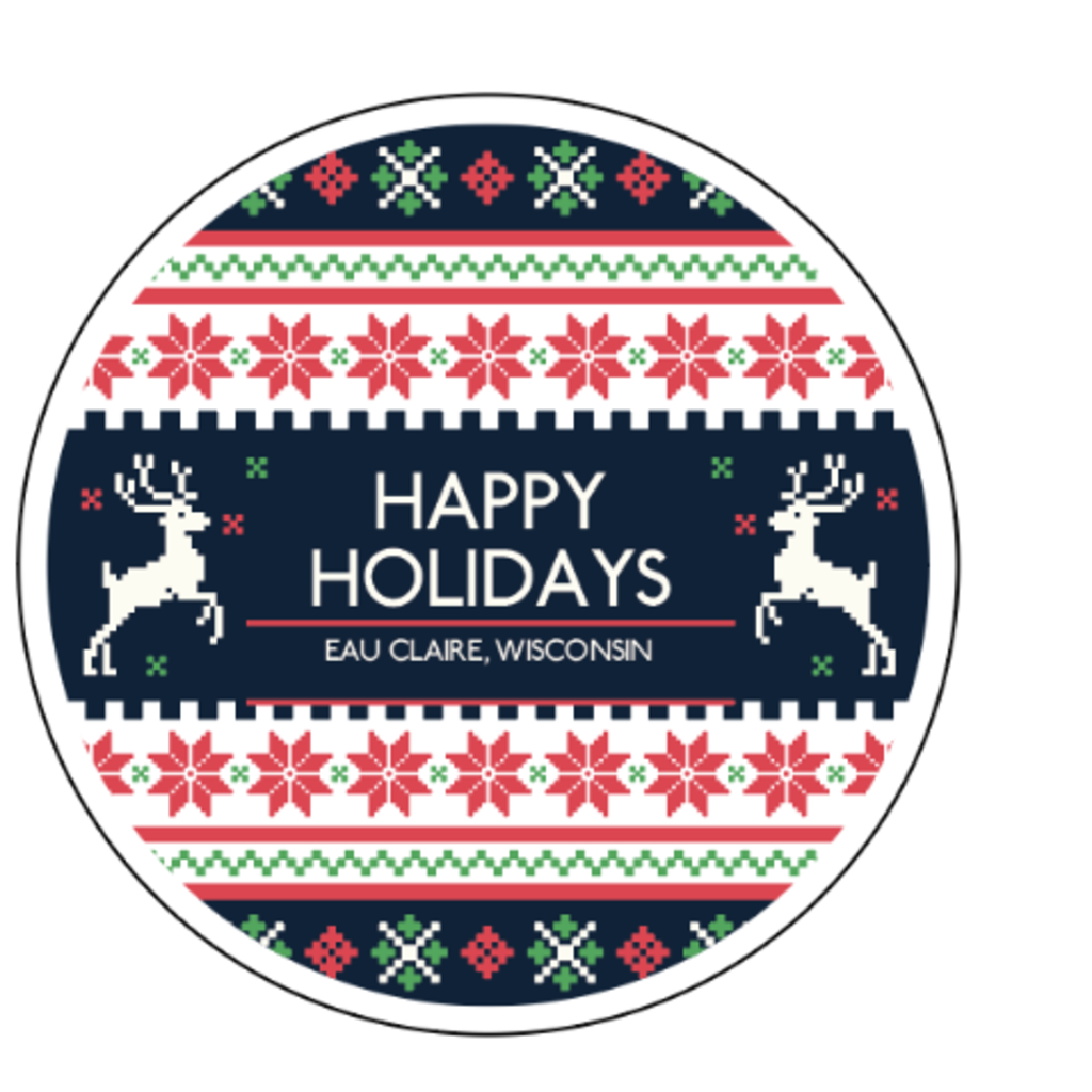 Ornament - Happy Holidays Eau Claire (Christmas Sweater)