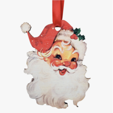 Vintage Santa Wooden Ornament