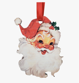 Vintage Santa Wooden Ornament