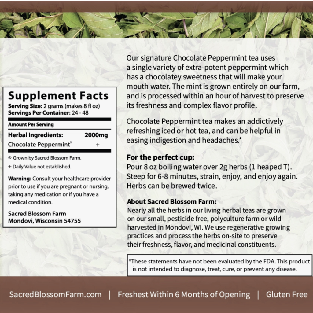 Sacred Blossom Farm Herbal Tea - Chocolate Peppermint