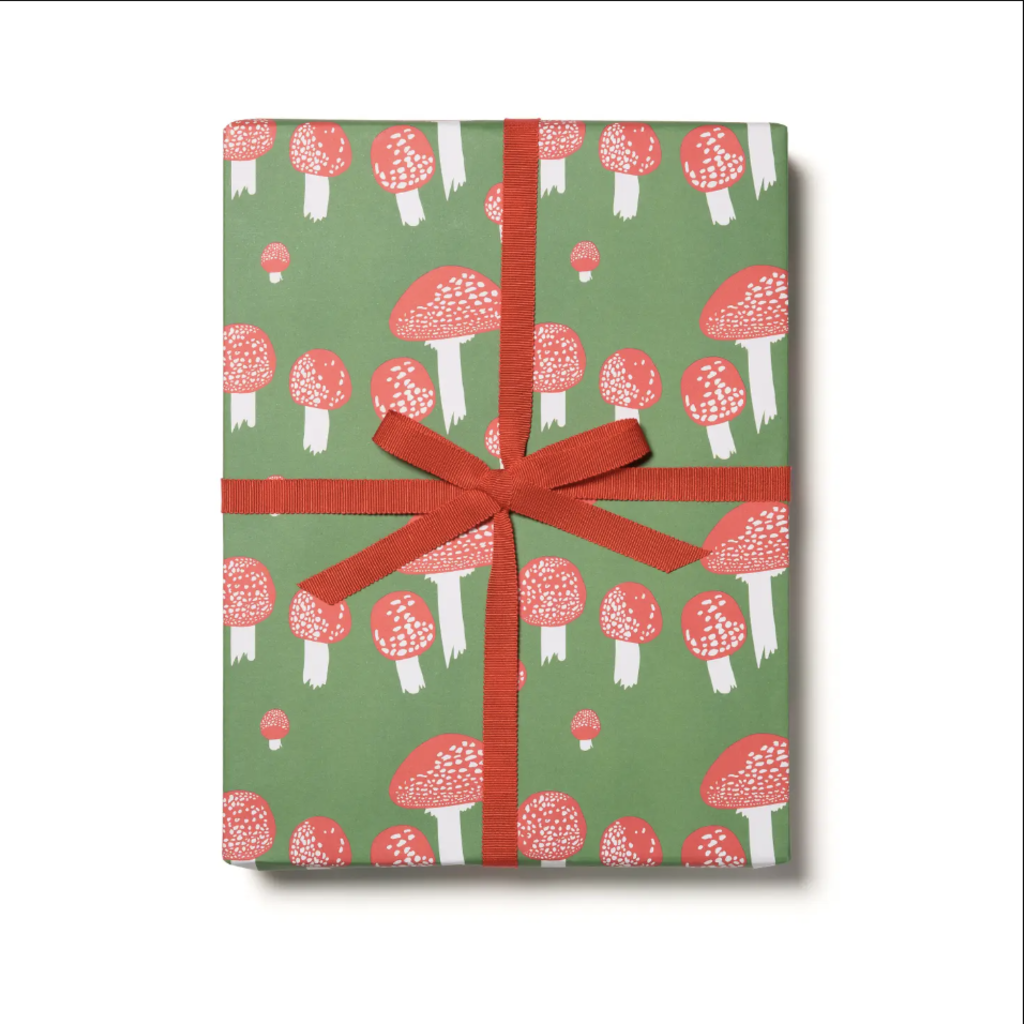 Holiday Wrapping Paper - Festive Mushrooms