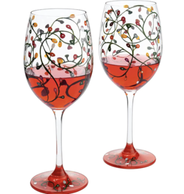 Stemmed  Wine Glass - Christmas Lights